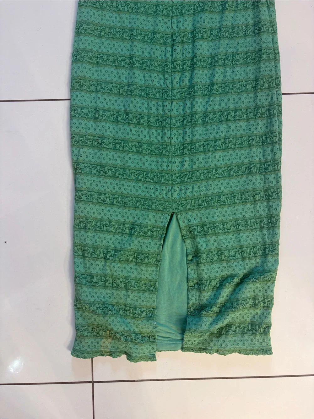 Green Patterned Knit Midi Dress